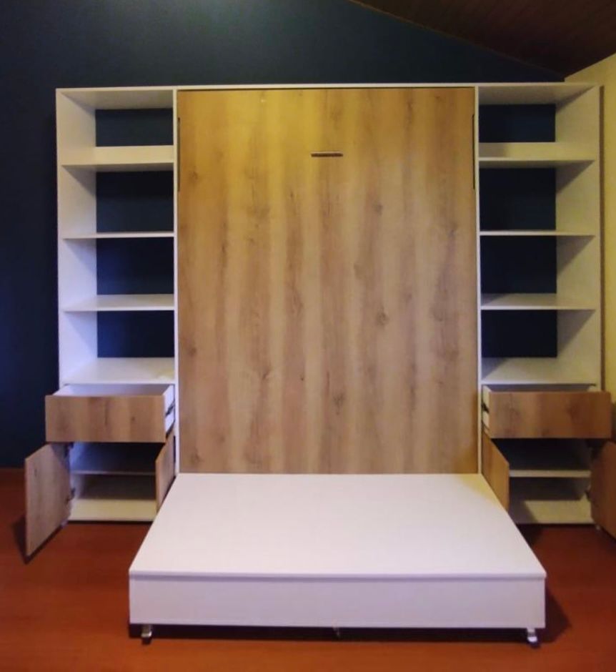 Cama Abatible Estantes y Sofa Cd