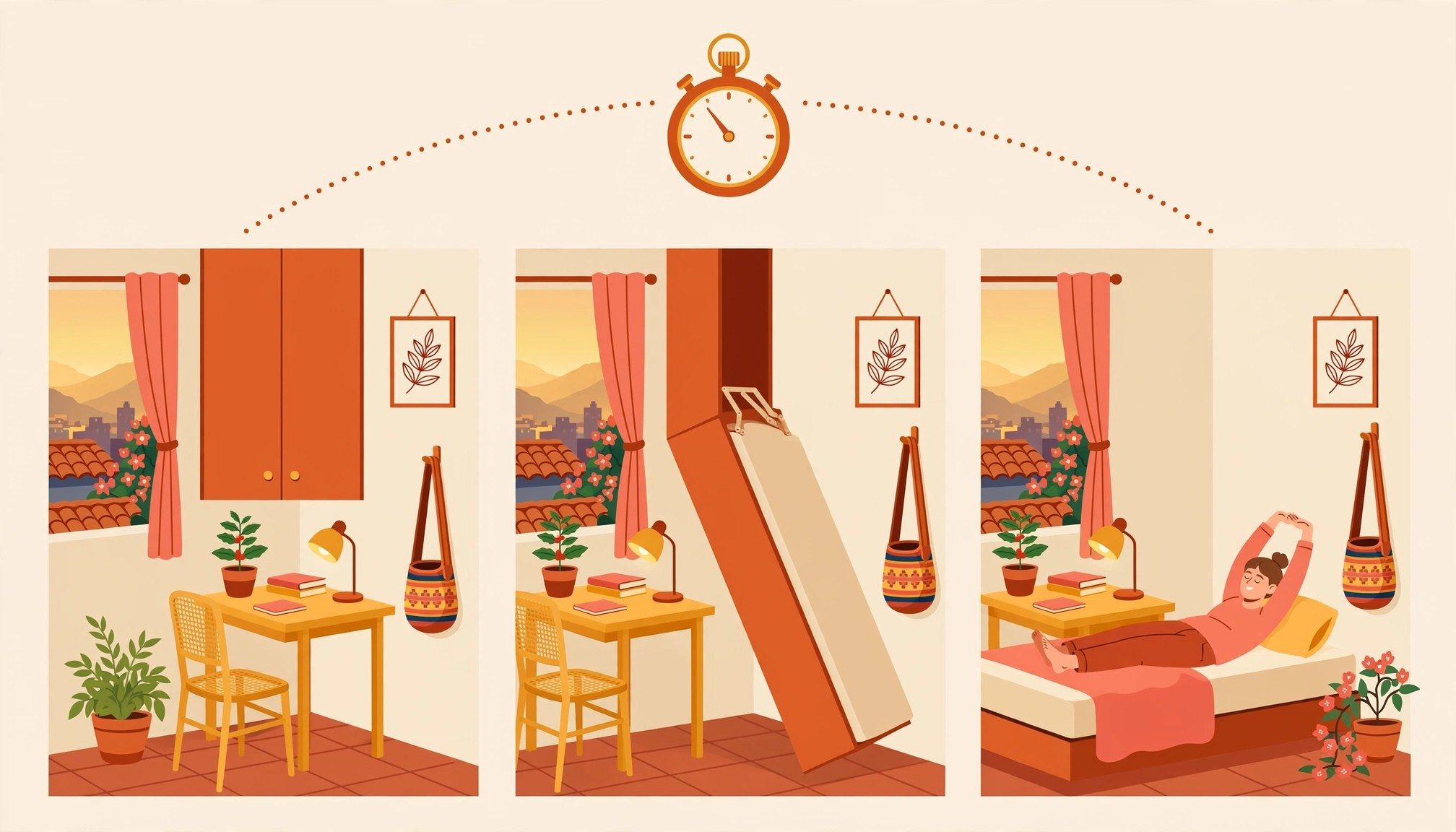 Cama abatible vertical: tu cuarto en 10 segundos