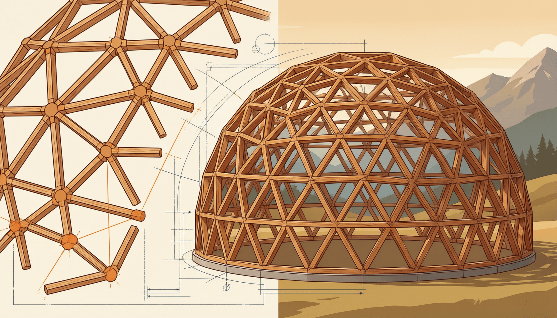 Domo geodésico V3 Kruschke: del cálculo a la construcción