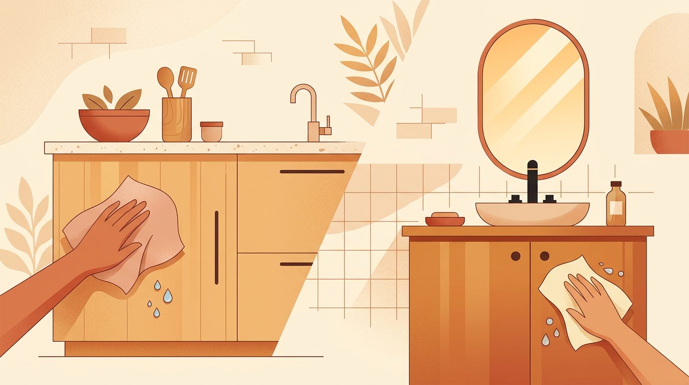 Cómo mantener muebles de cocina y baño como nuevos — el secreto del material resistente a la humedad