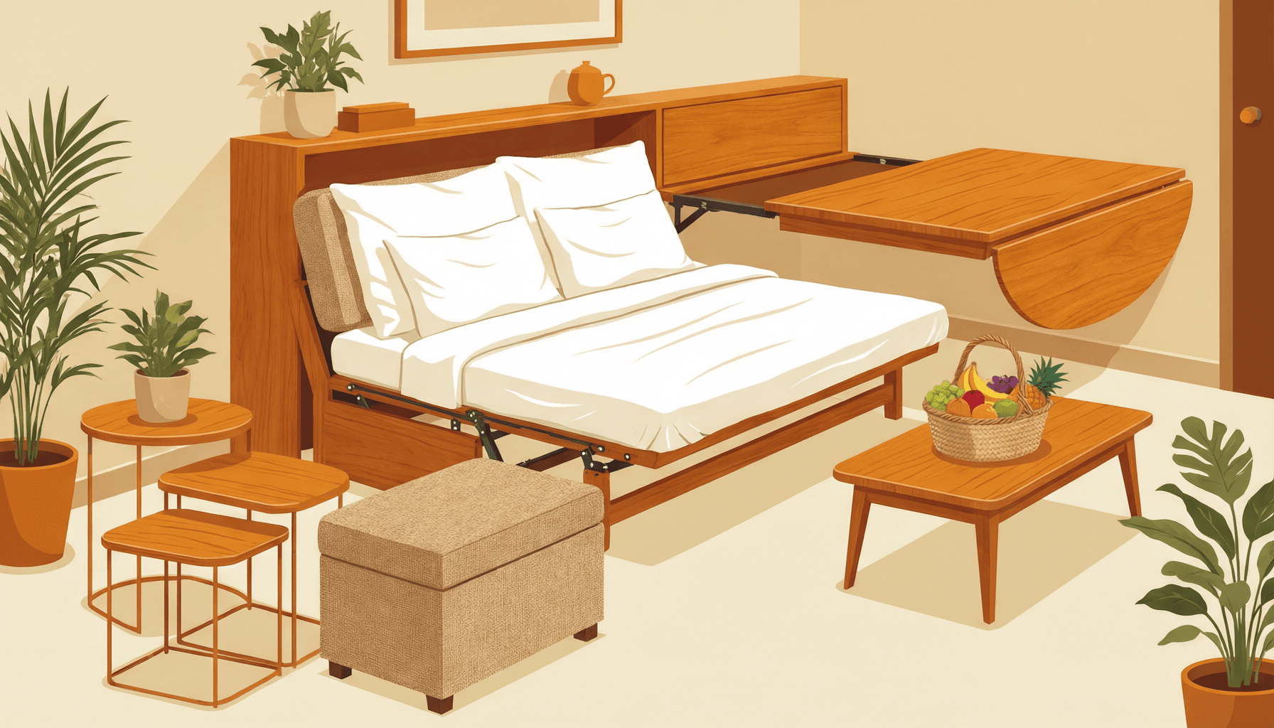 Muebles multifuncionales para espacios Airbnb