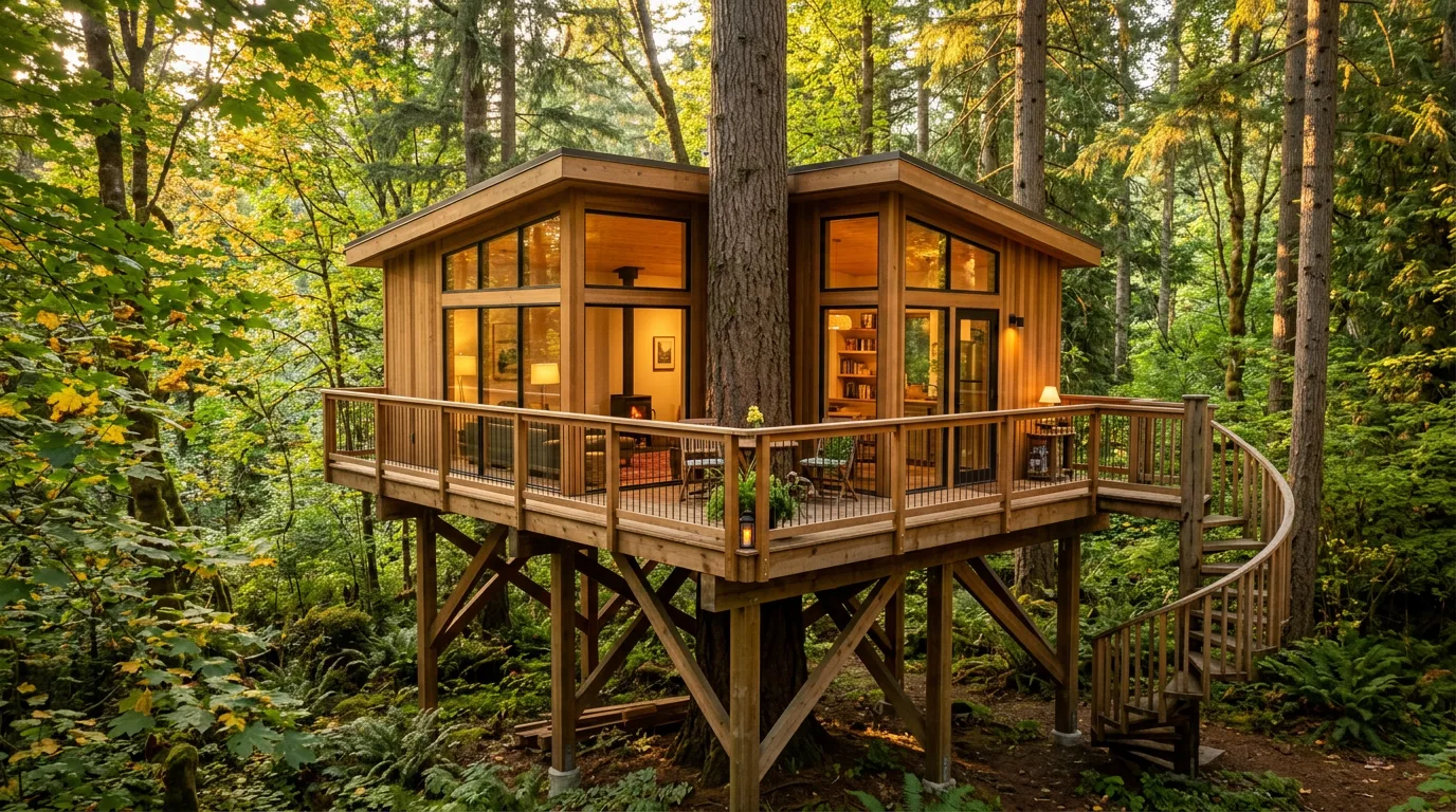 Casa de Árbol Elevada Roble — 25m²