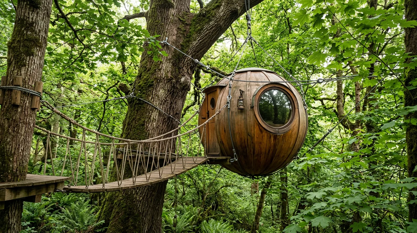 Casa de Árbol Suspendida Canopy — 18m²