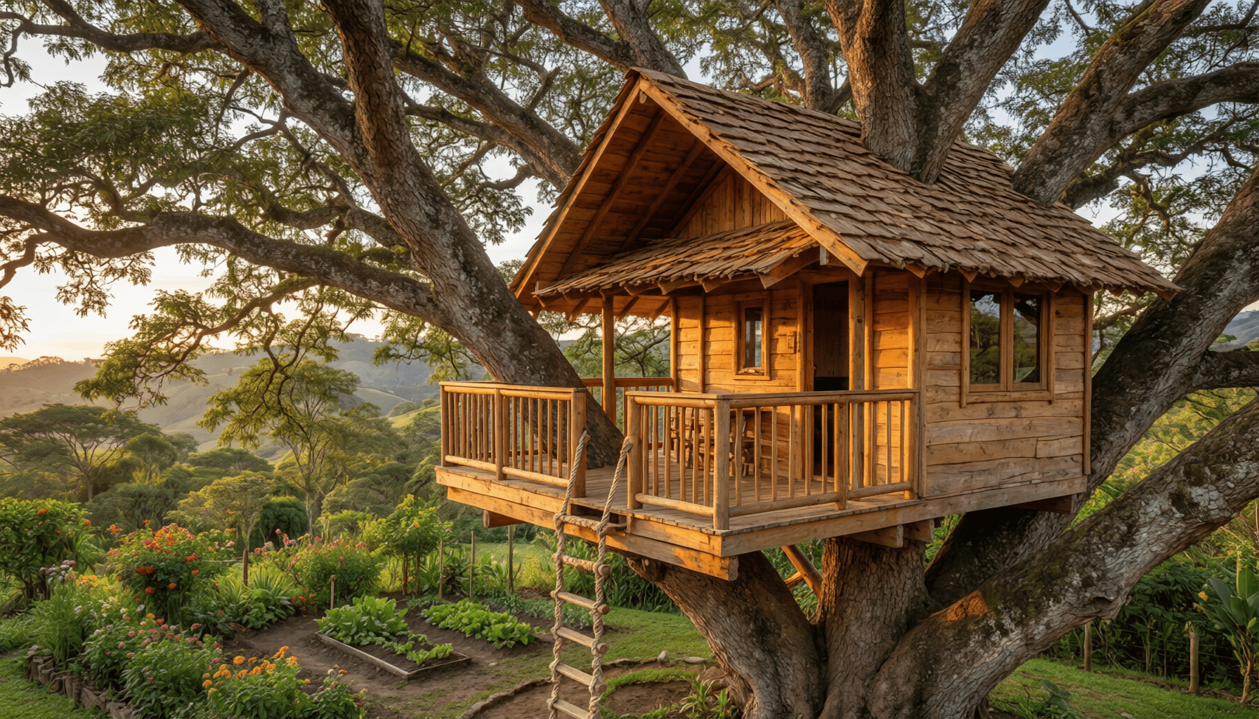 Casa de Árbol Elevada Roble — 25m²