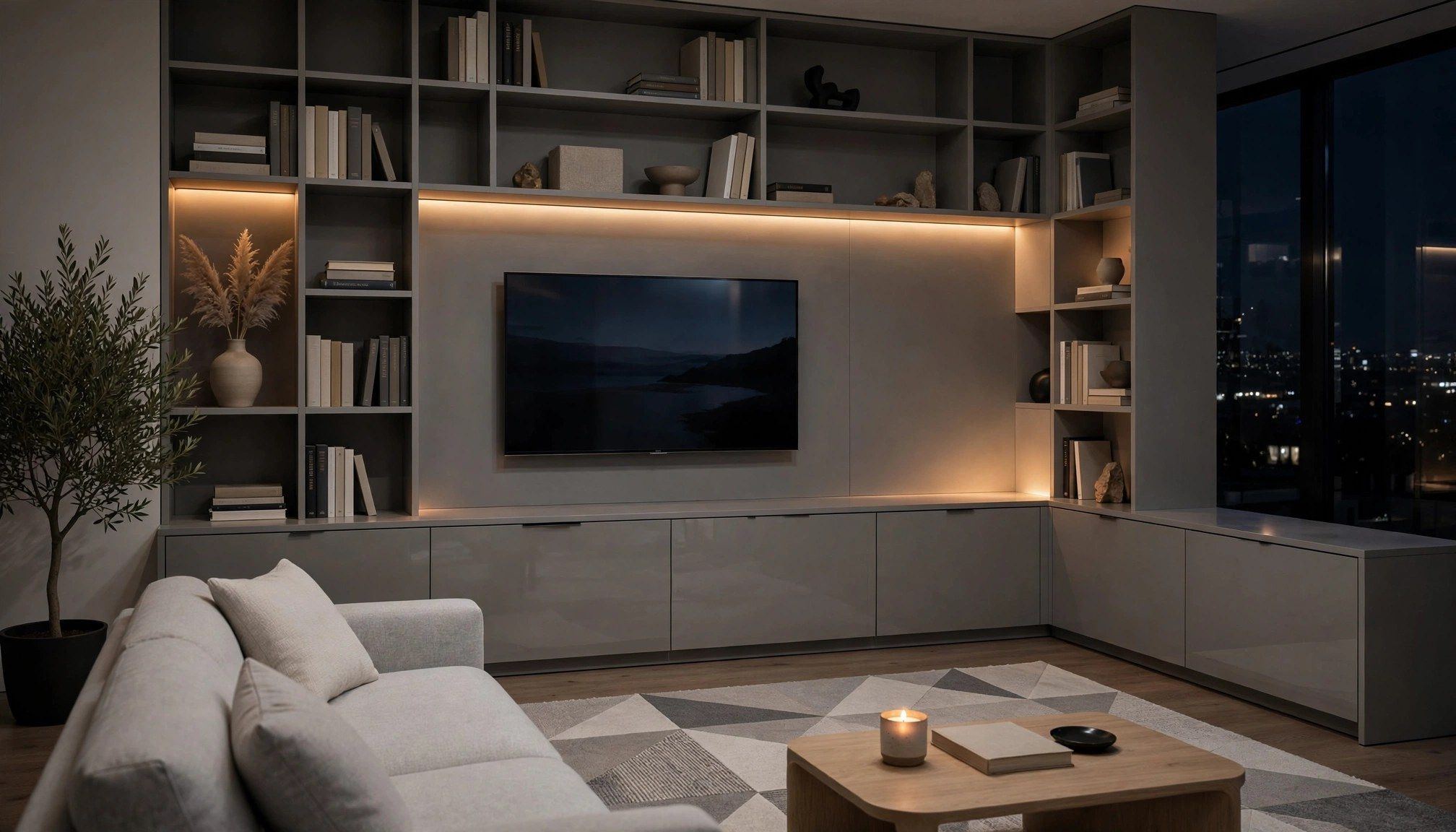 Muro TV en L